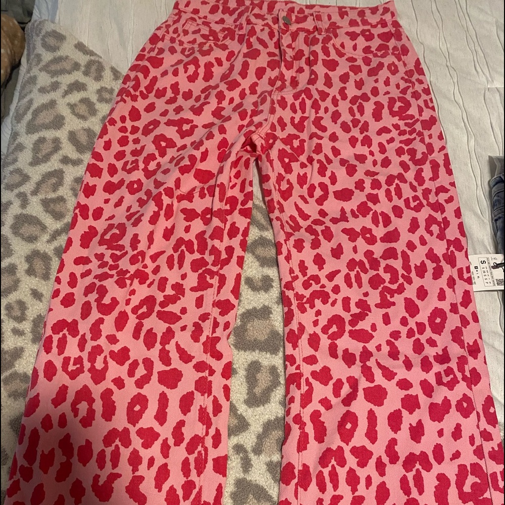 Pink leopard jeans